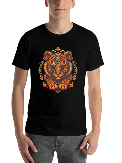 Tiger Mandala Graphic Tee - Stylish Mens Black T-Shirt
