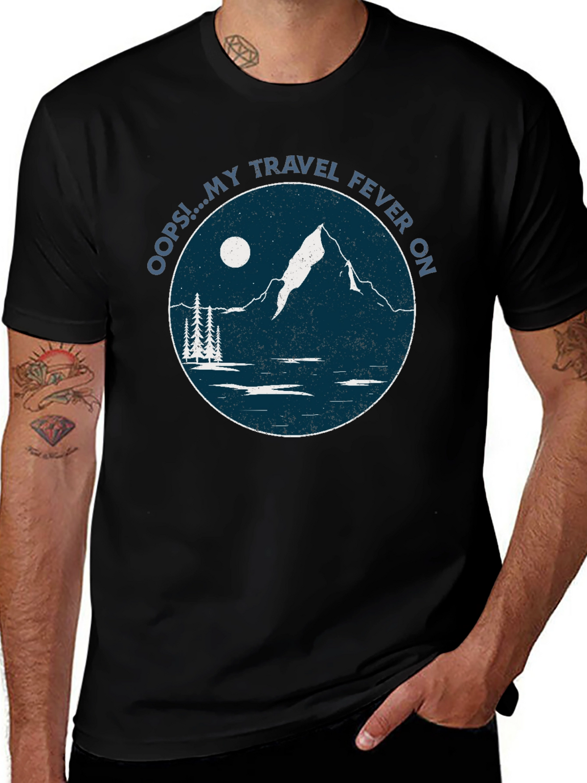 Travel Fever Graphic T-Shirt - Black Mountain Design