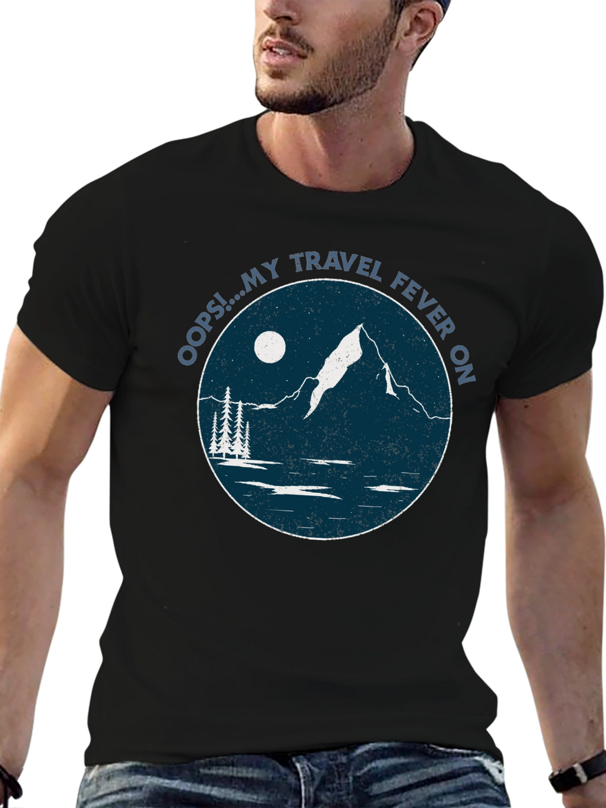 Travel Fever Graphic T-Shirt - Black Mountain Design