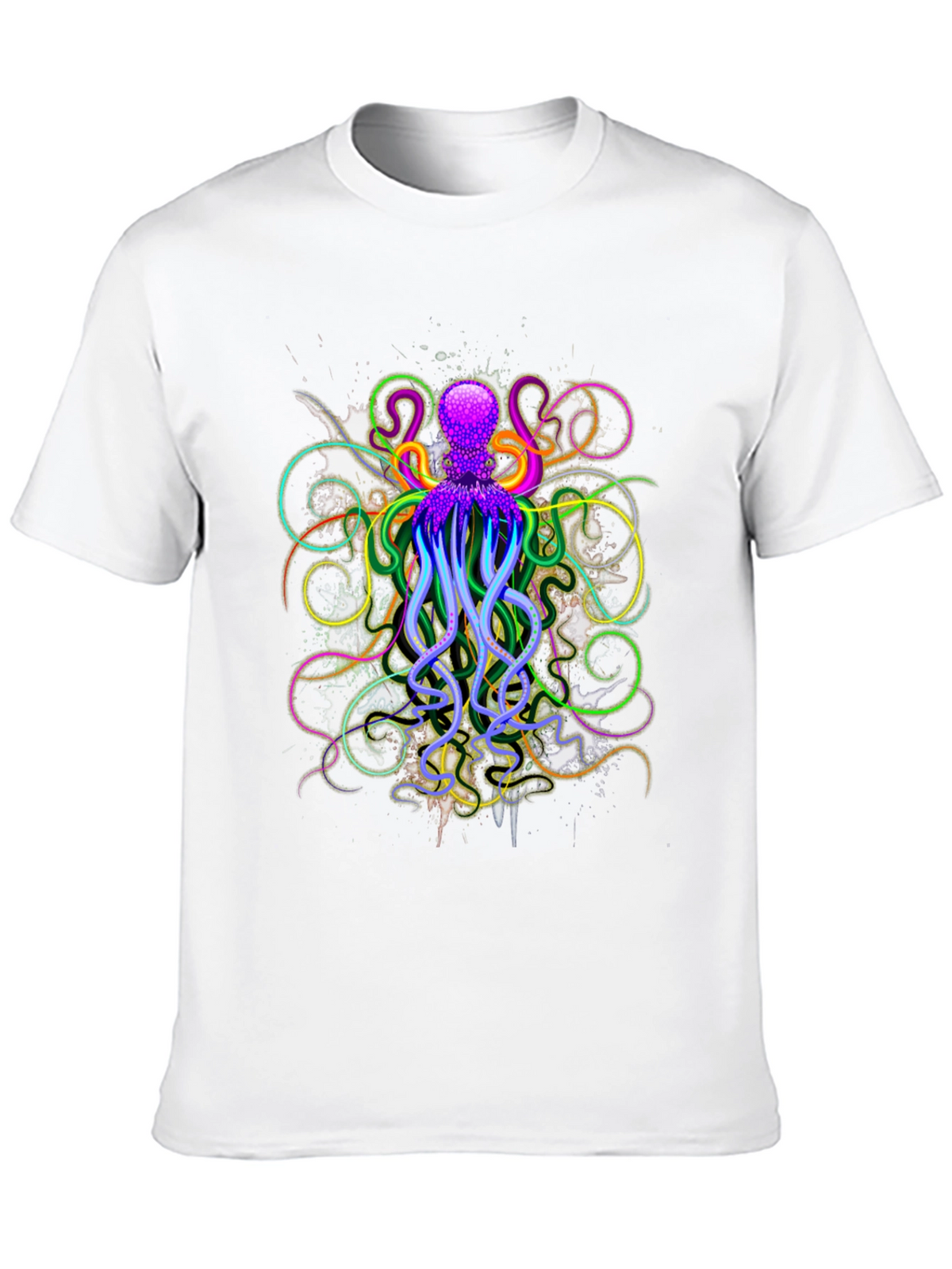 Neon Octopus Graphic Black T-Shirt