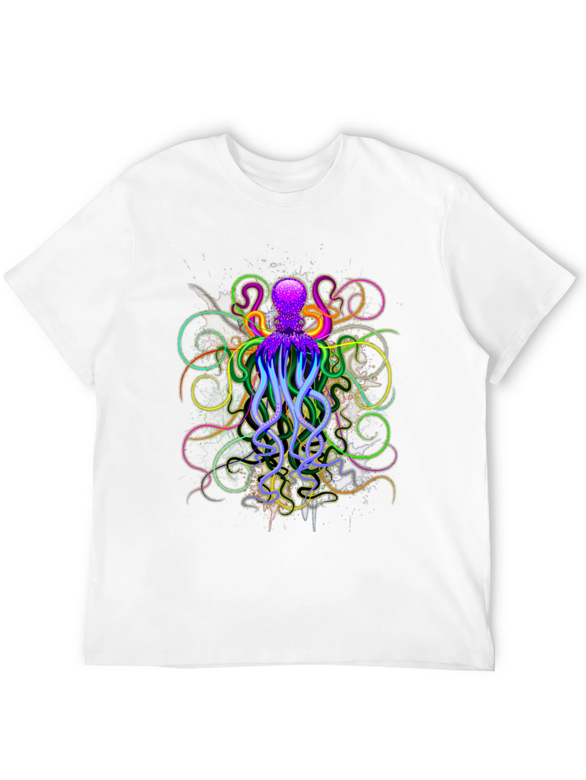 Neon Octopus Graphic Black T-Shirt