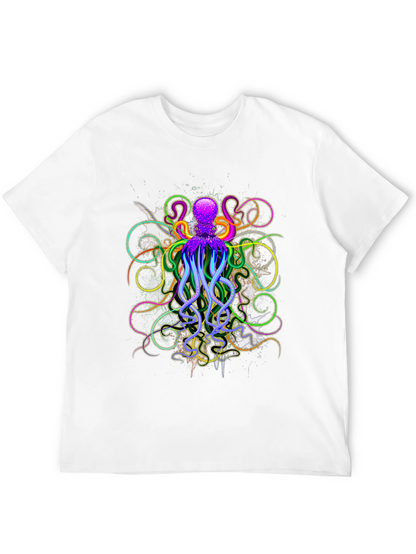 Neon Octopus Graphic Black T-Shirt