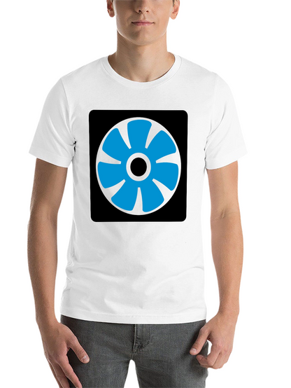 Blue Fan Graphic Black T-Shirt