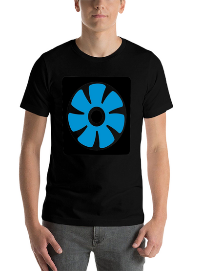 Blue Fan Graphic Black T-Shirt