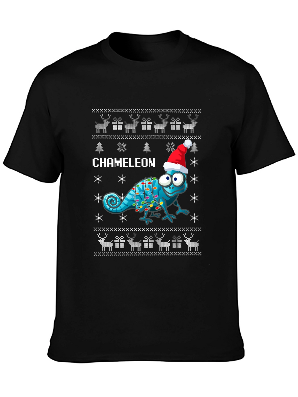 Festive Chameleon Ugly Christmas Sweater T-Shirt