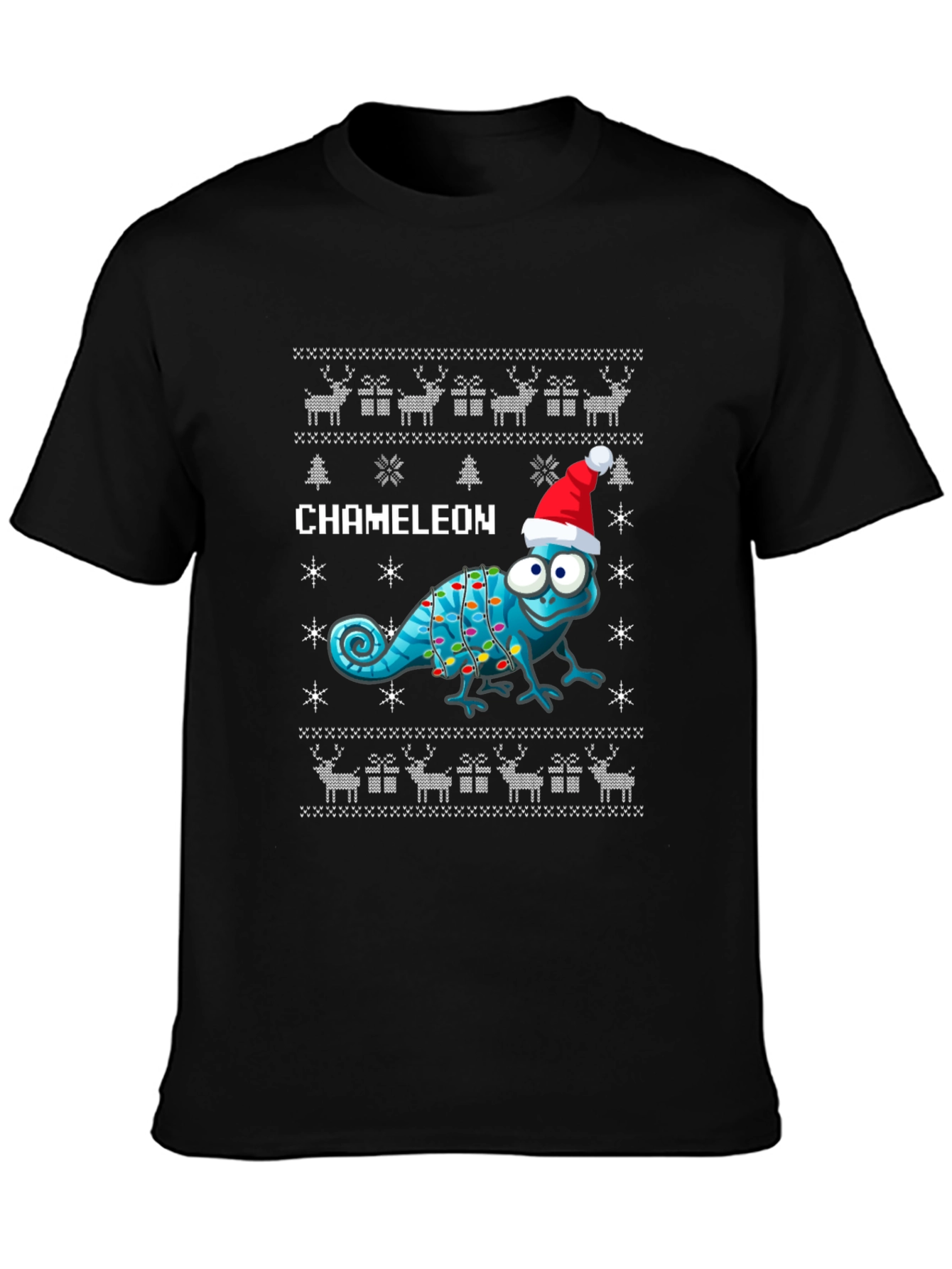 Festive Chameleon Ugly Christmas Sweater T-Shirt