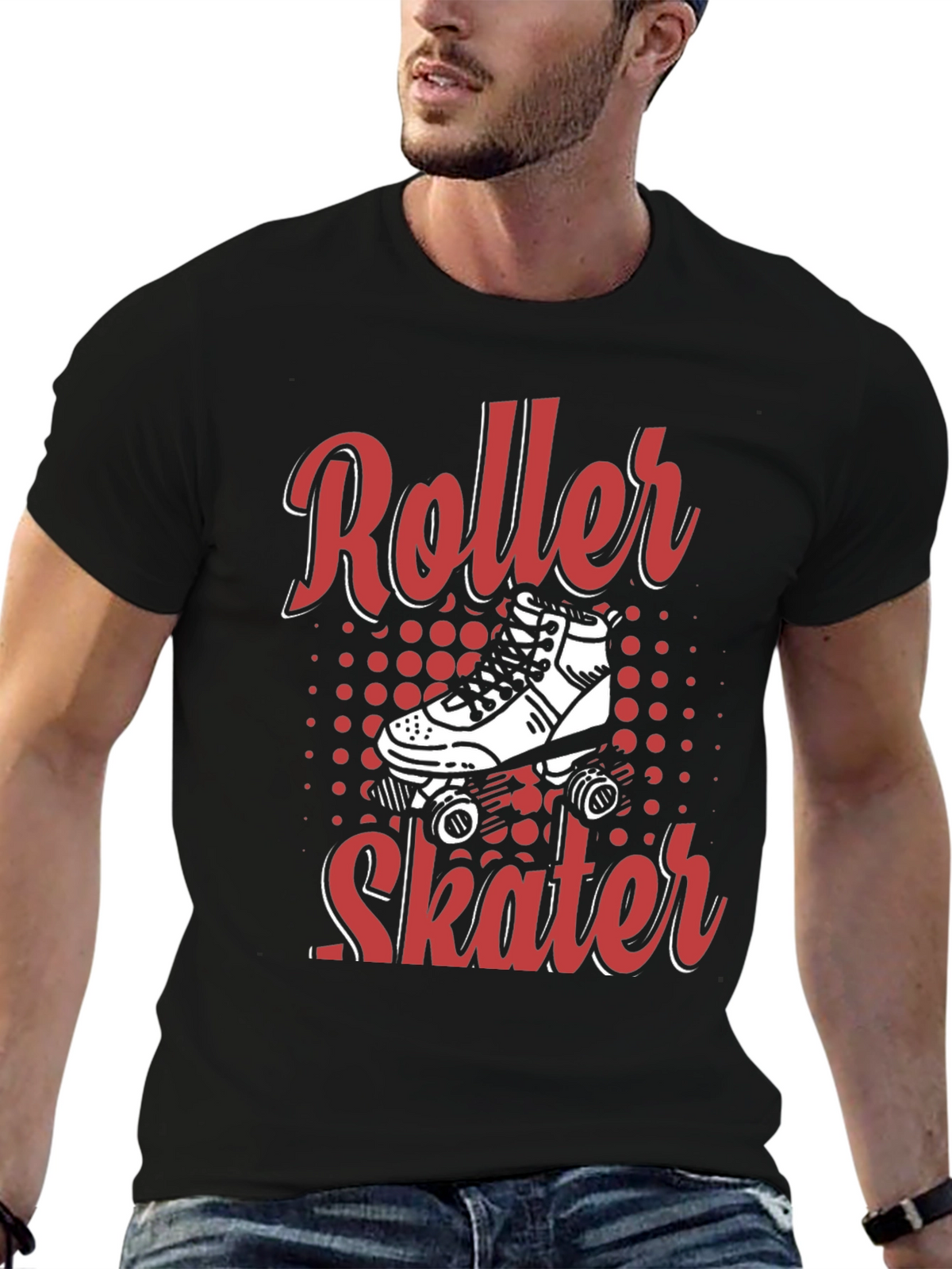 Cool Roller Skater Graphic Tee - Black Cotton T-Shirt