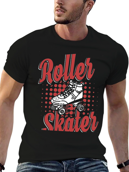 Cool Roller Skater Graphic Tee - Black Cotton T-Shirt