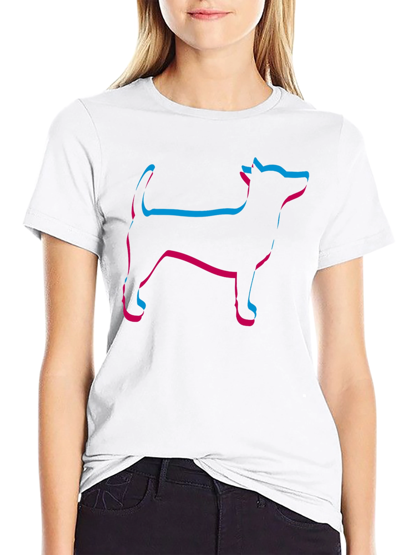 Mens Black Dog Outline T-Shirt