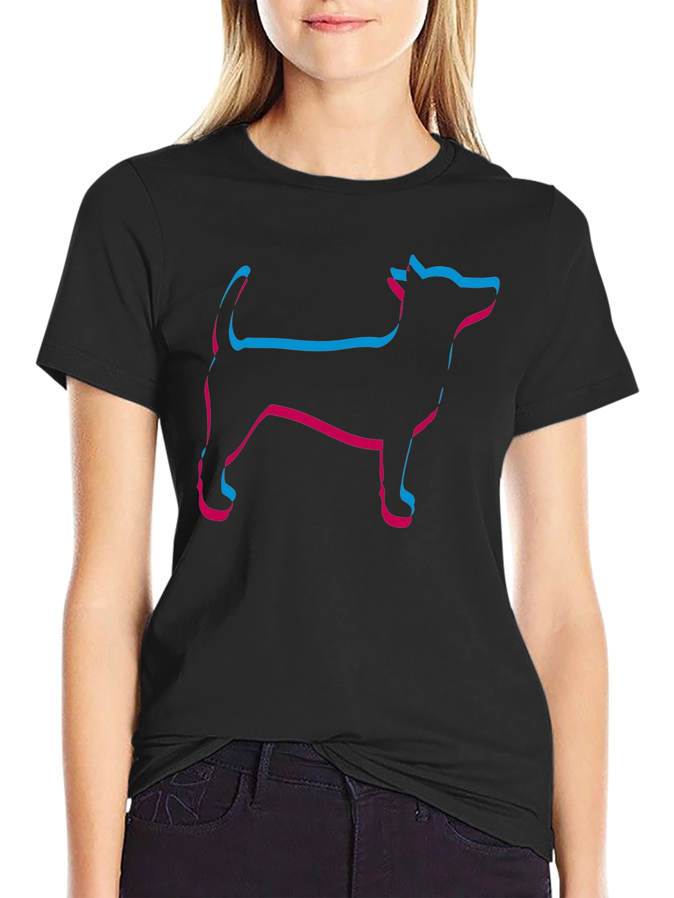 Mens Black Dog Outline T-Shirt