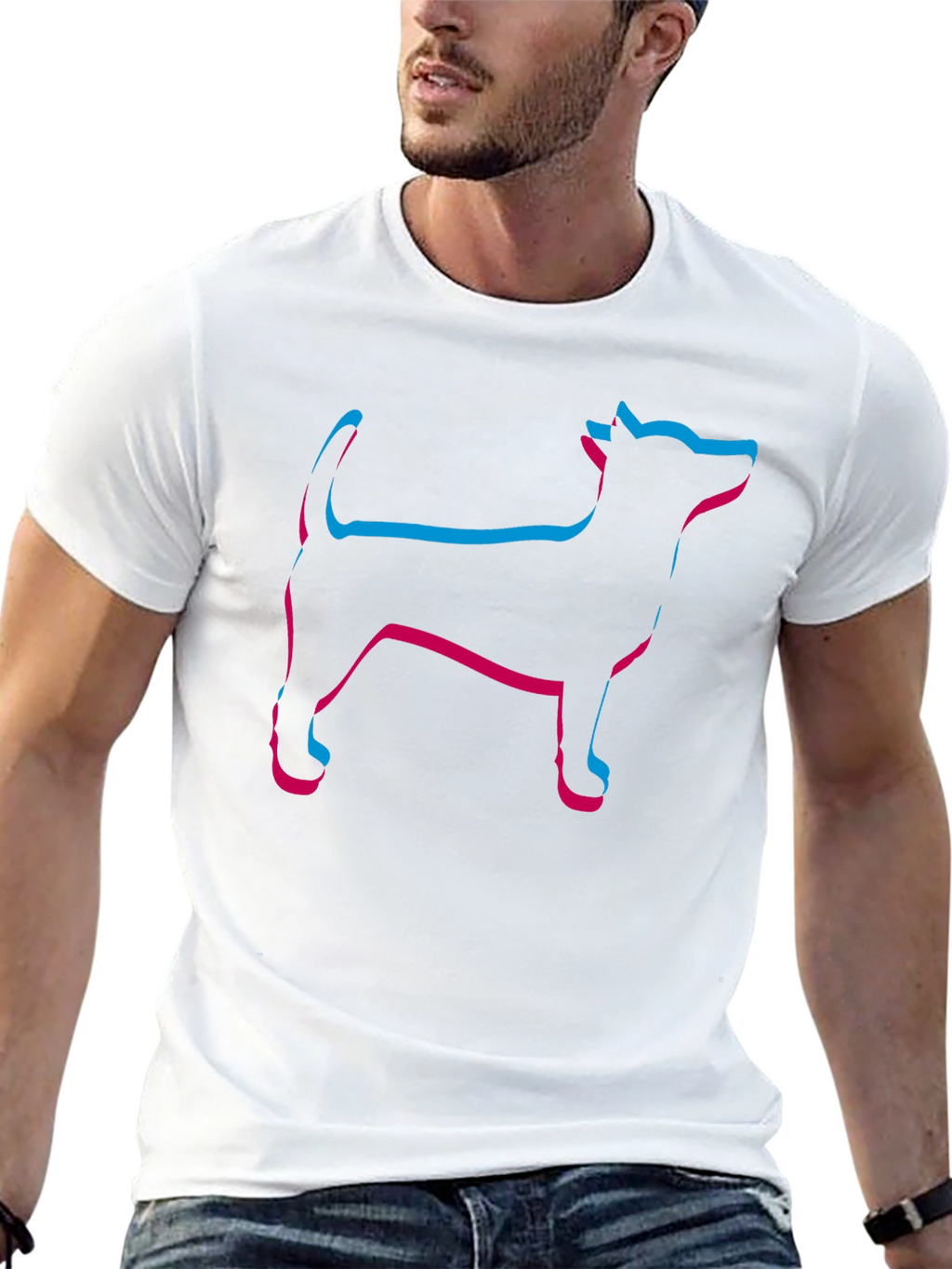 Mens Black Dog Outline T-Shirt