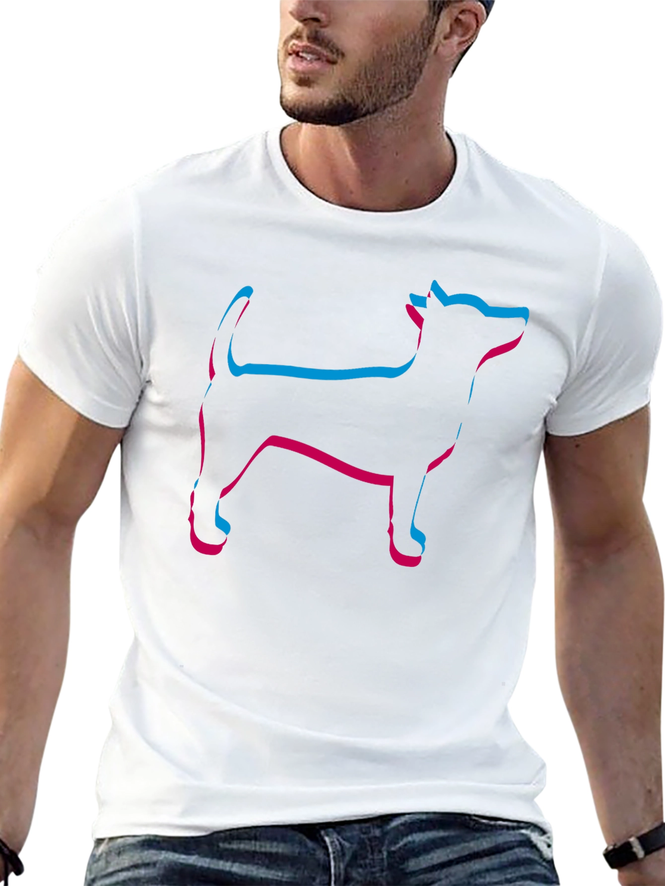 Mens Black Dog Outline T-Shirt