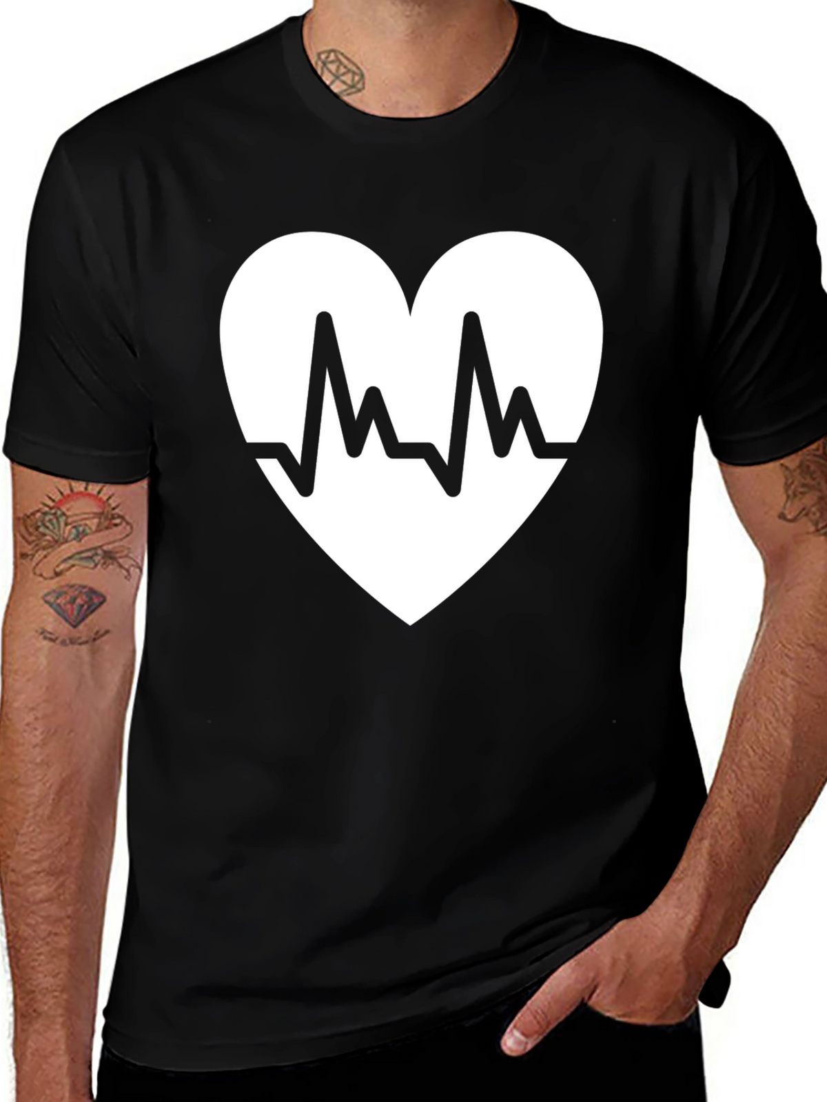 Heartbeat Heart Graphic Black T-Shirt
