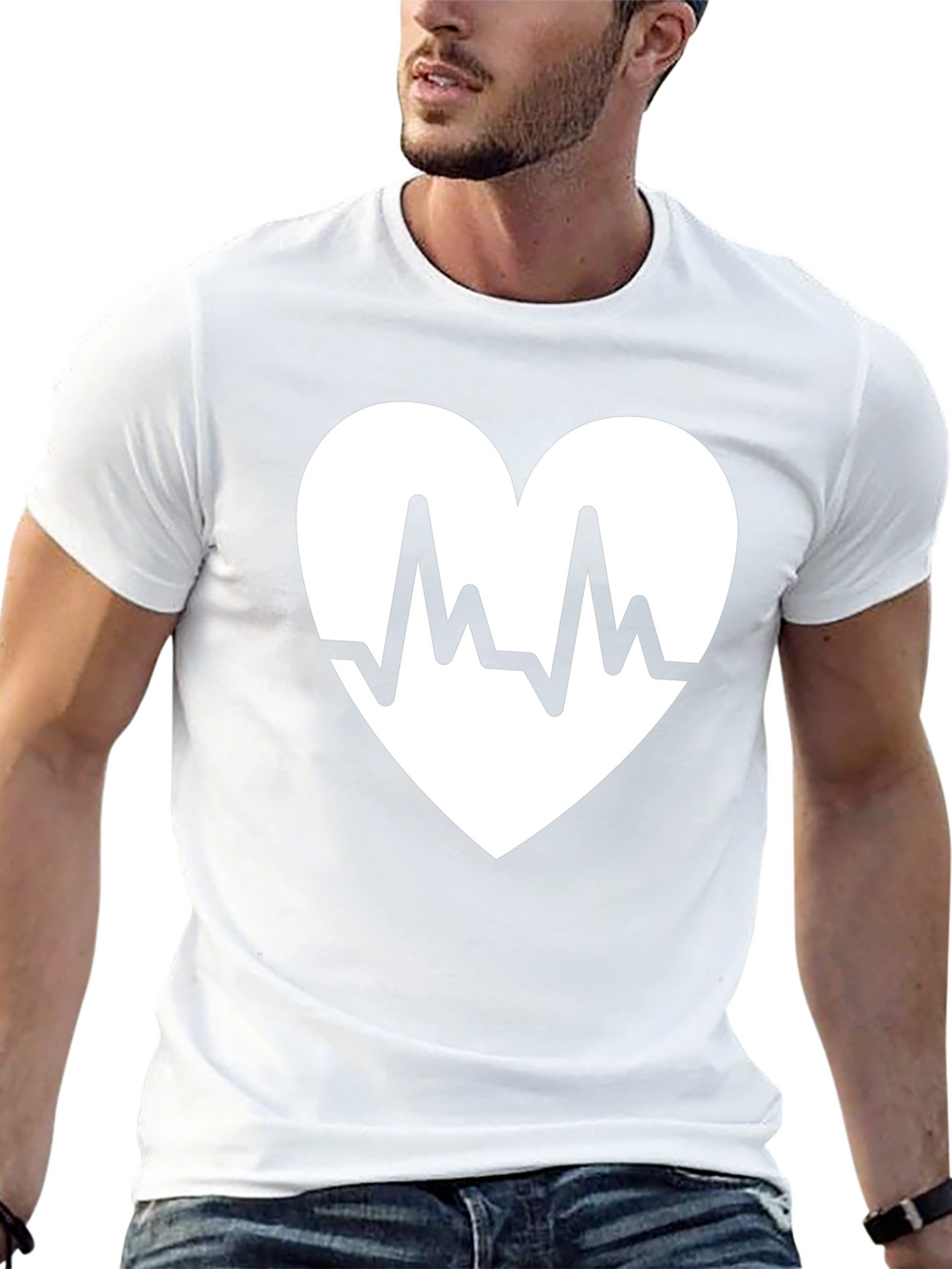 Heartbeat Heart Graphic Black T-Shirt