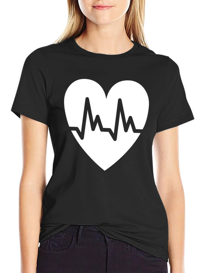 Heartbeat Heart Graphic Black T-Shirt