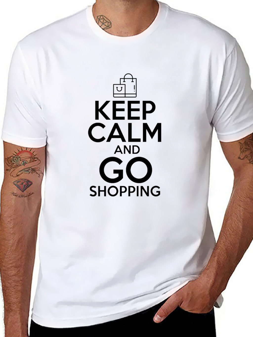 Keep Calm And Go Shopping Black T-Shirt