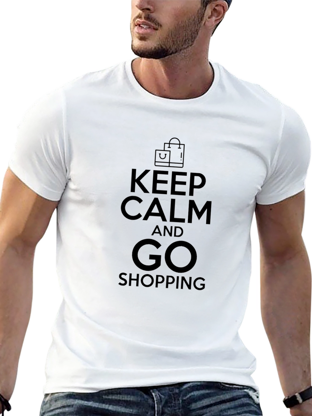 Keep Calm And Go Shopping Black T-Shirt