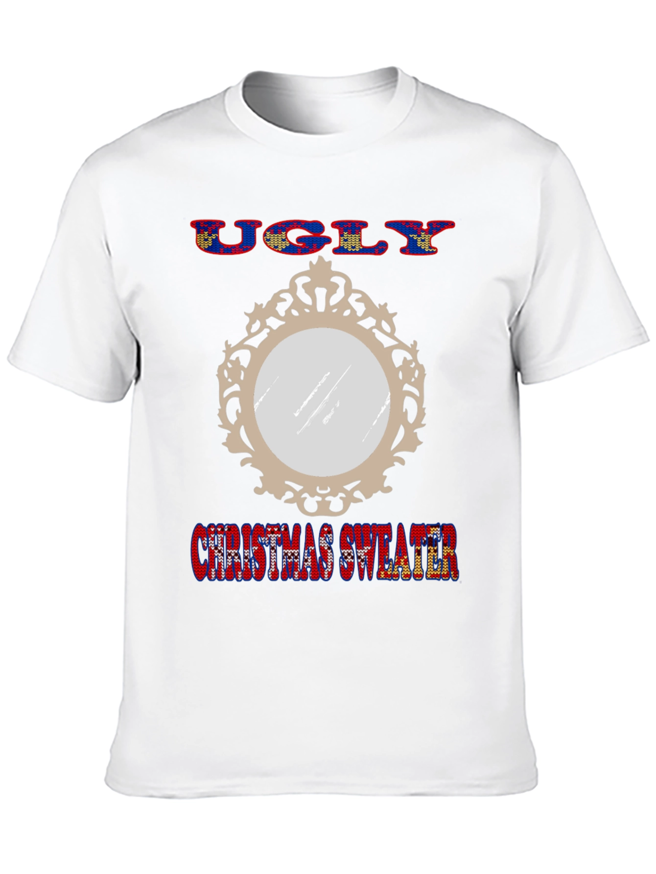 Ugly Christmas Sweater Mirror Graphic T-Shirt
