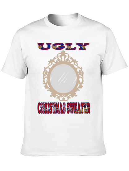 Ugly Christmas Sweater Mirror Graphic T-Shirt