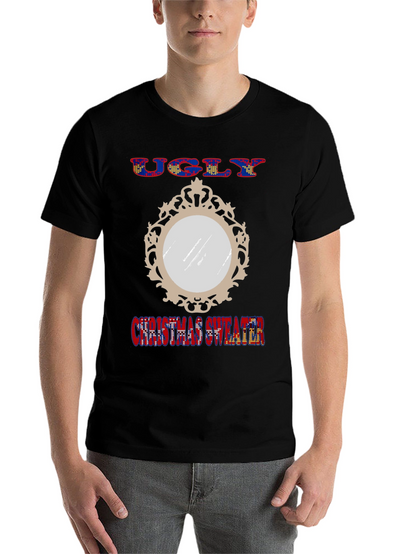 Ugly Christmas Sweater Mirror Graphic T-Shirt