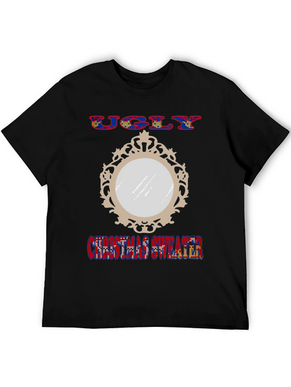 Ugly Christmas Sweater Mirror Graphic T-Shirt