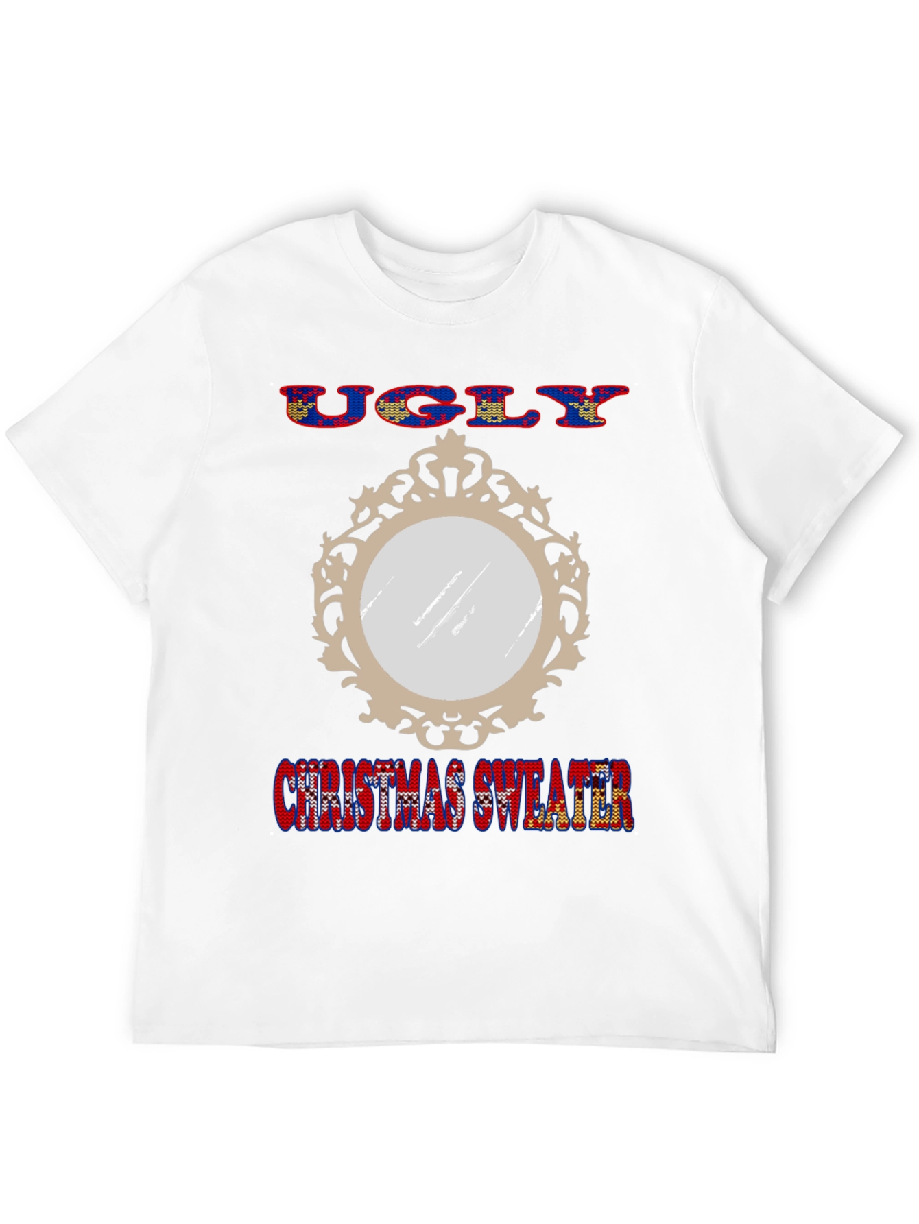 Ugly Christmas Sweater Mirror Graphic T-Shirt