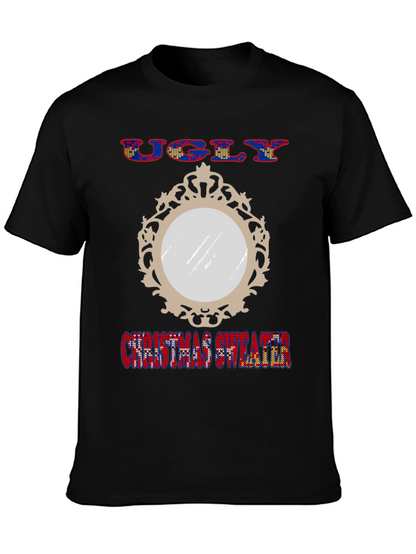 Ugly Christmas Sweater Mirror Graphic T-Shirt