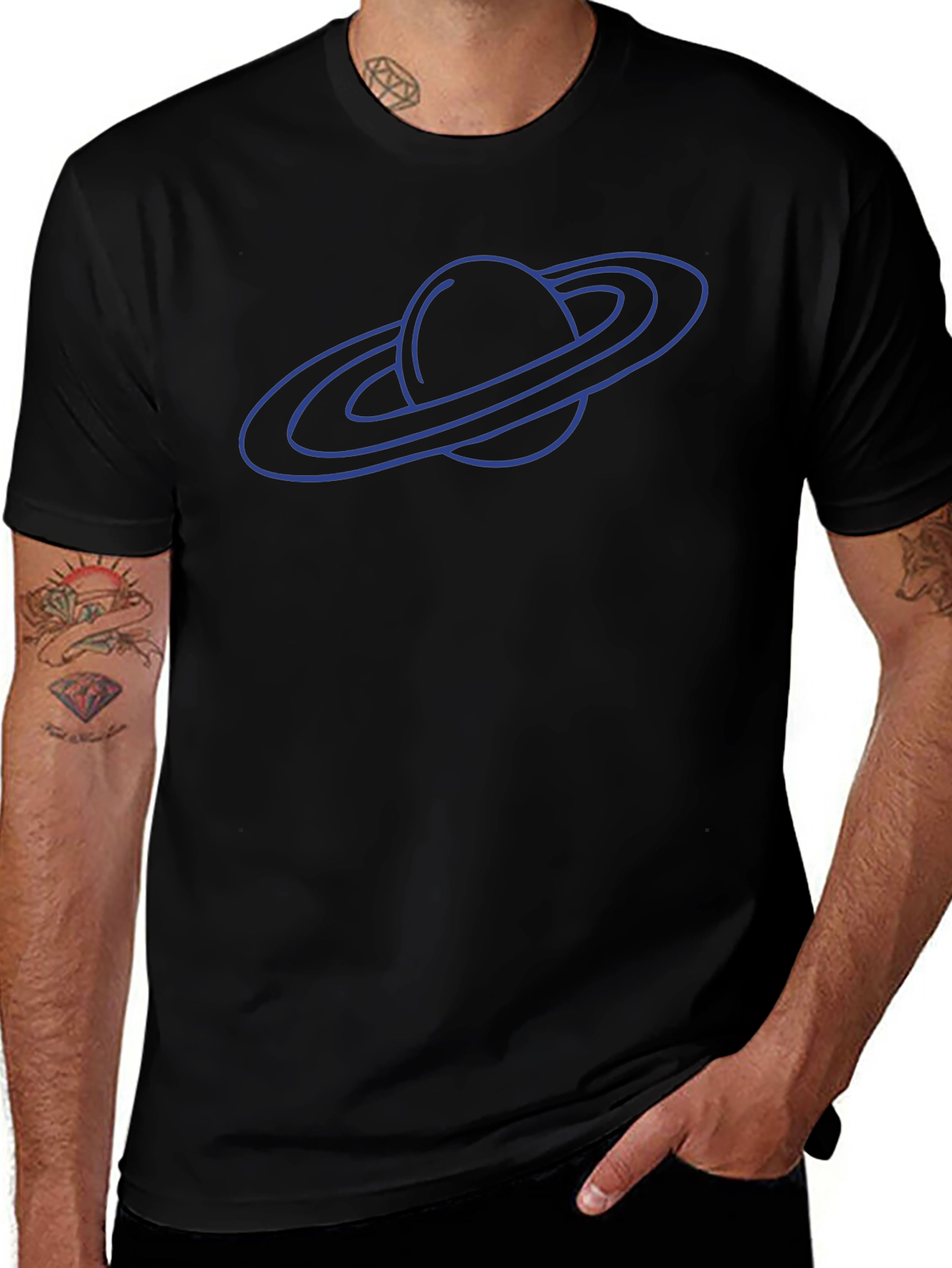 Saturn Graphic Tee - Black Cotton Blend