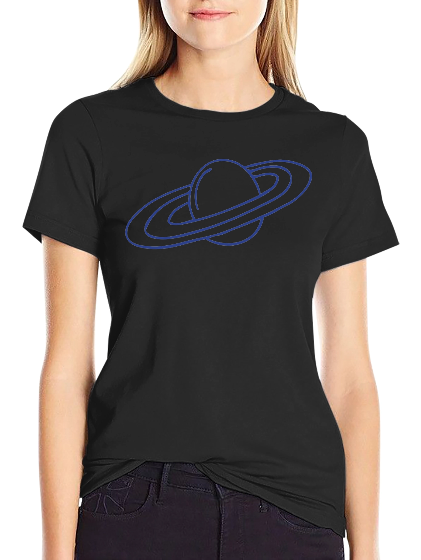 Saturn Graphic Tee - Black Cotton Blend