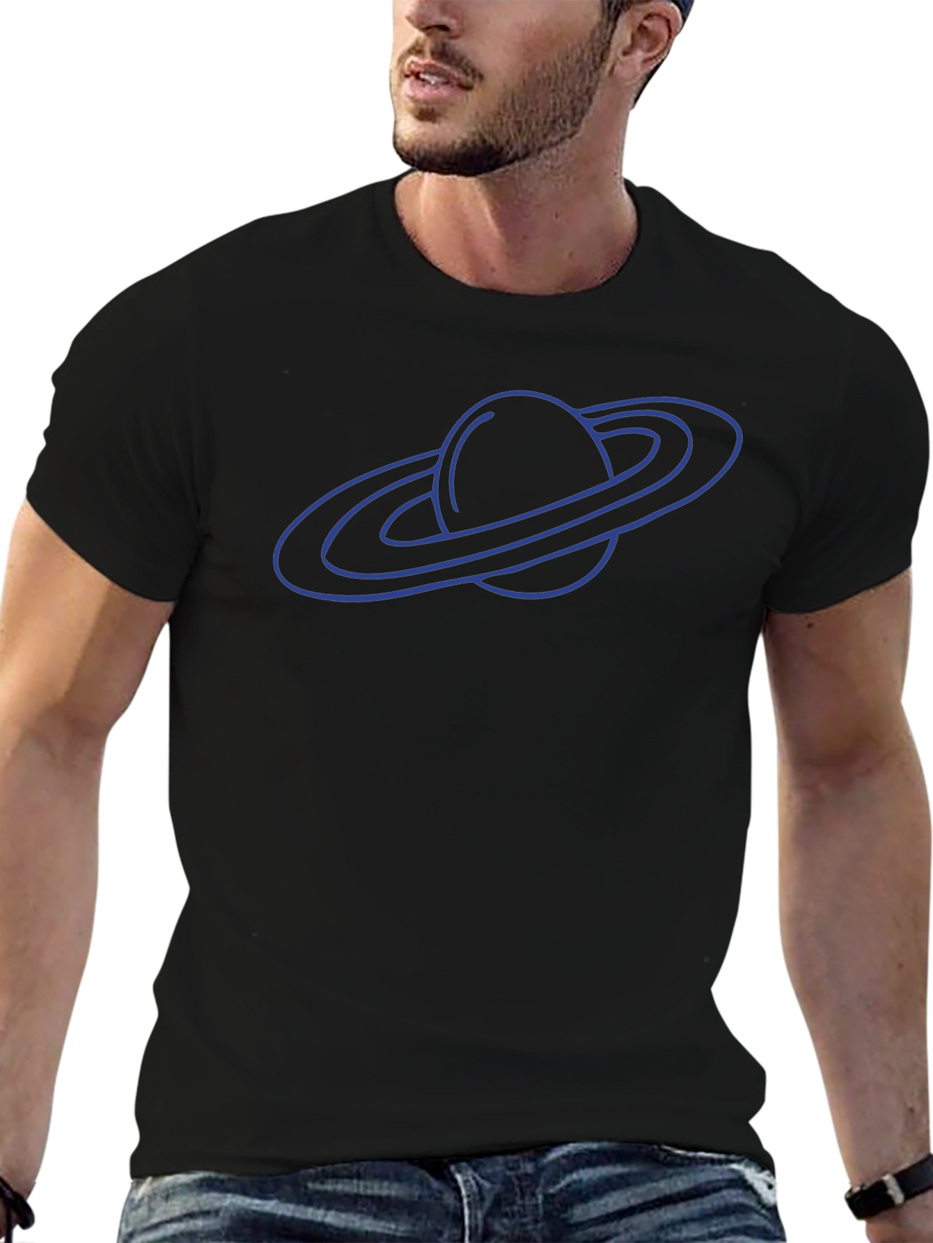 Saturn Graphic Tee - Black Cotton Blend