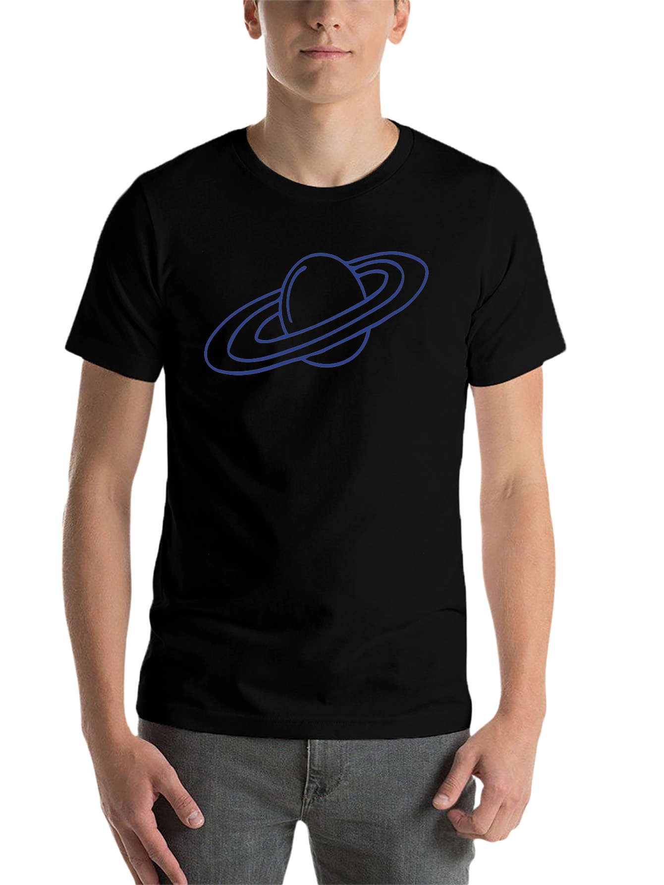 Saturn Graphic Tee - Black Cotton Blend