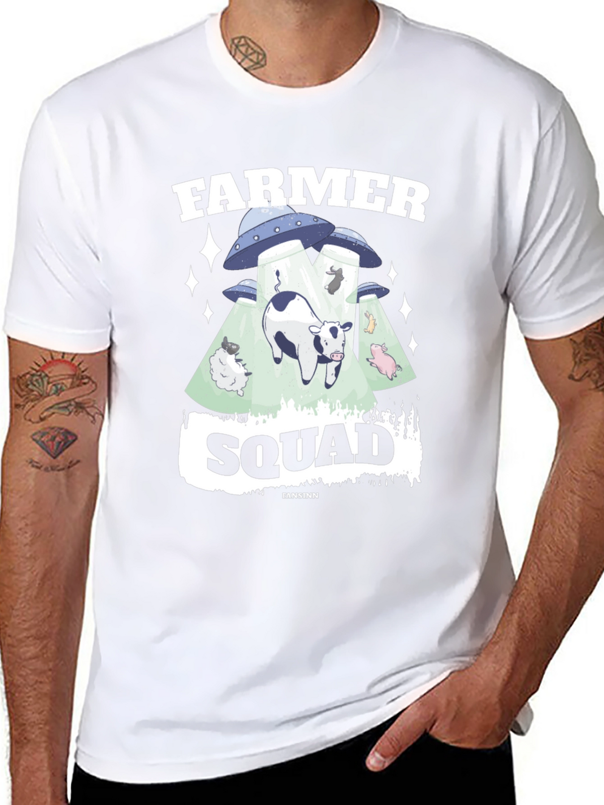 Farmer Squad Alien Abduction Graphic T-Shirt