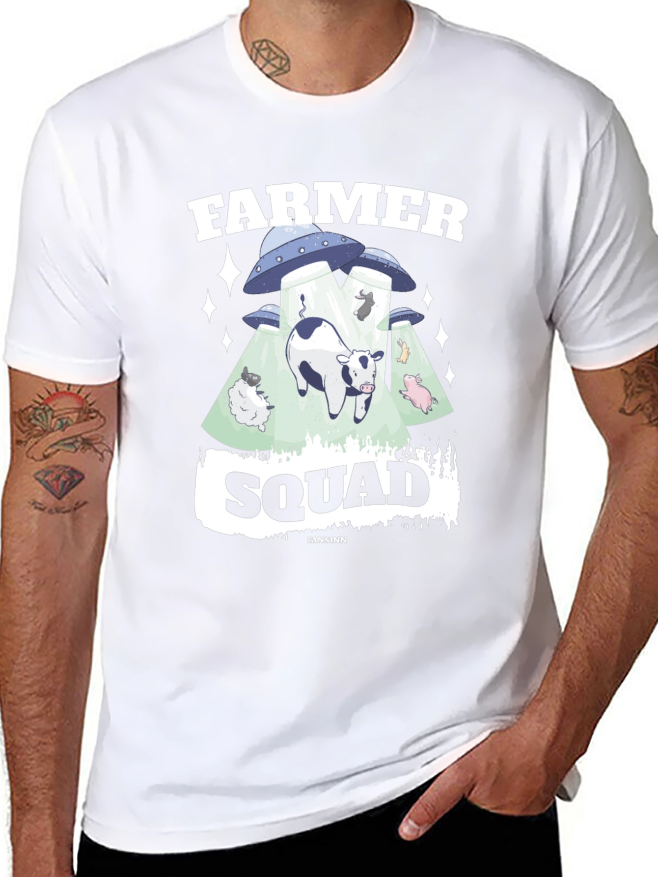 Farmer Squad Alien Abduction Graphic T-Shirt