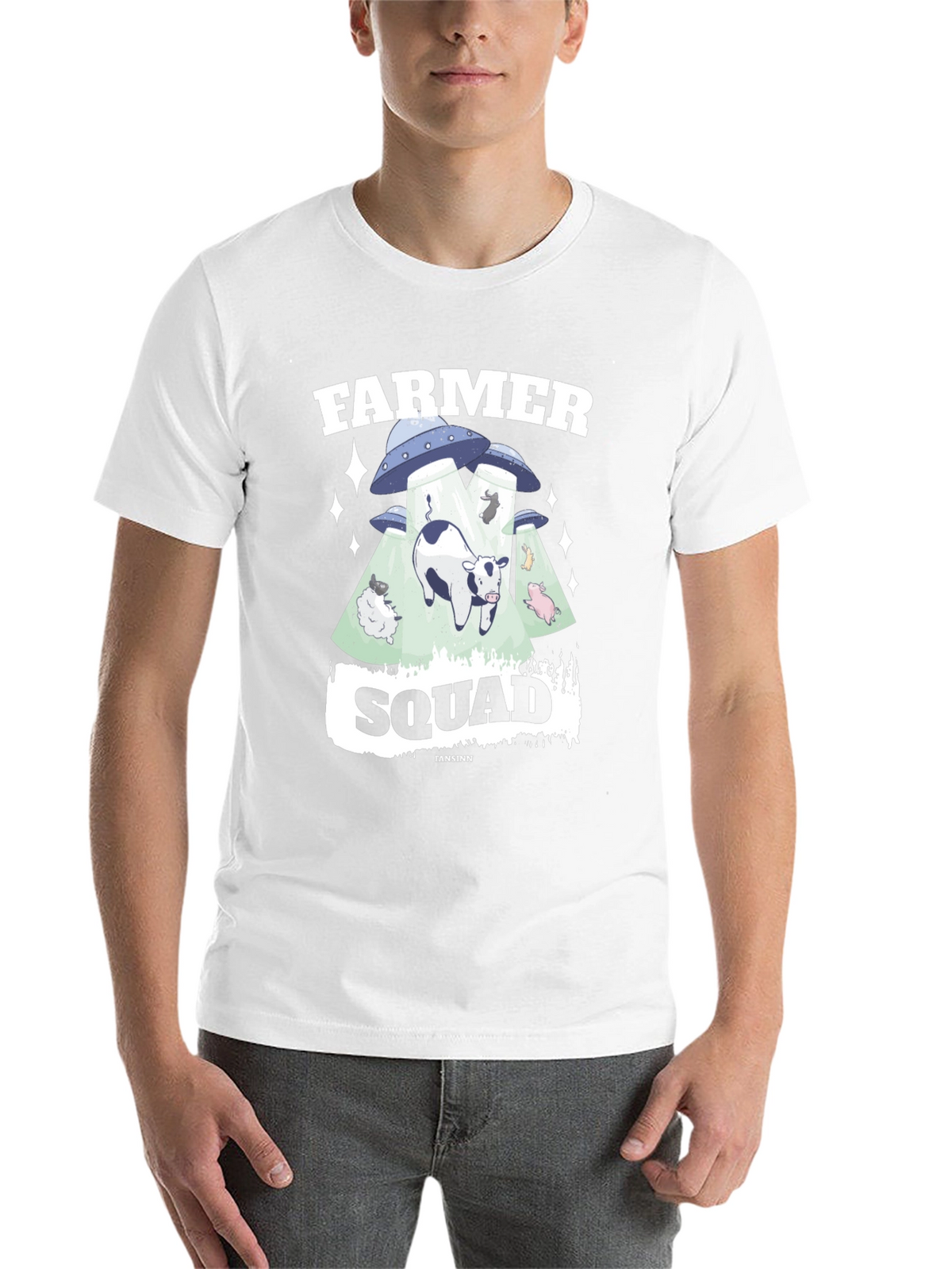 Farmer Squad Alien Abduction Graphic T-Shirt