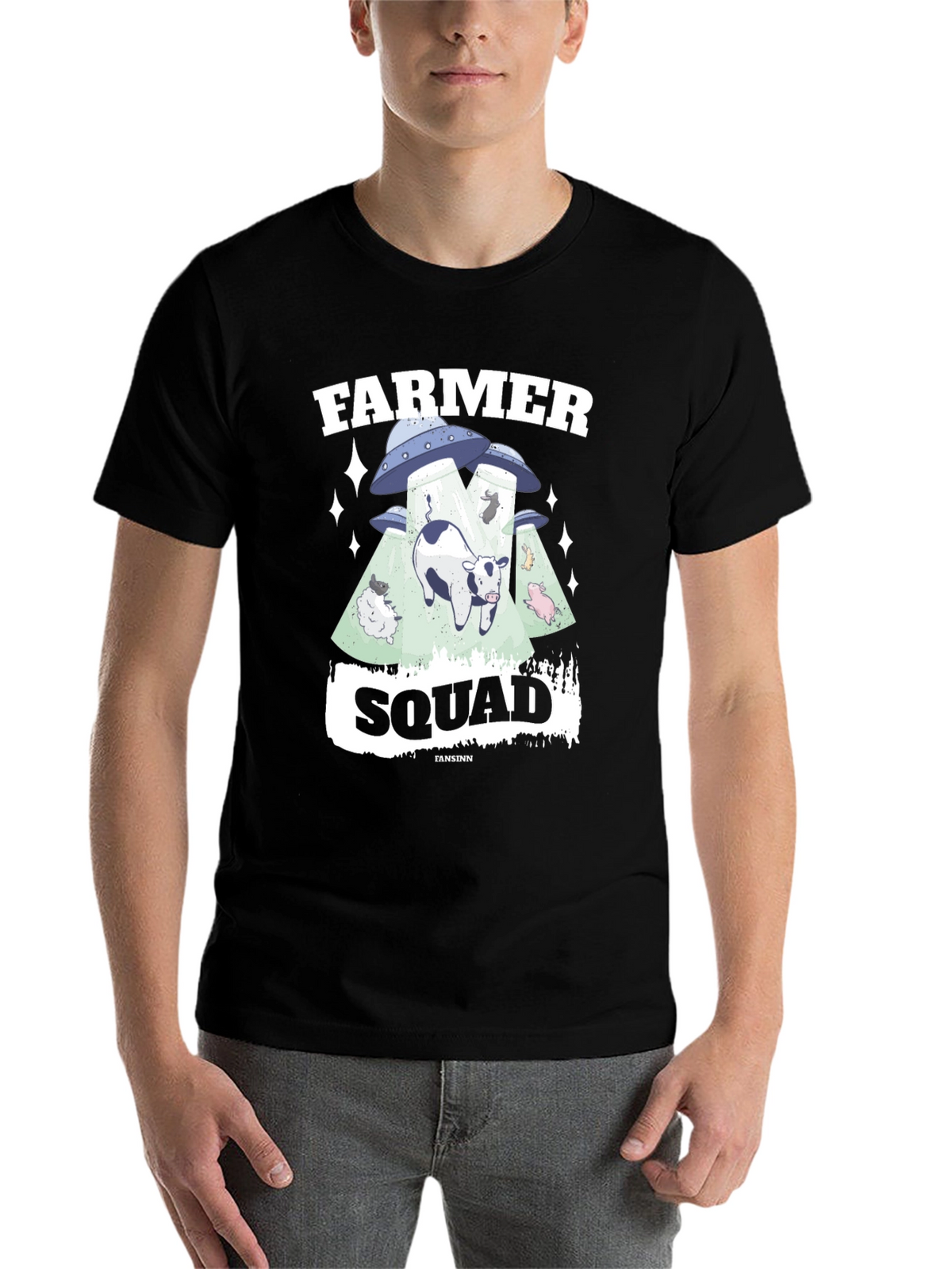 Farmer Squad Alien Abduction Graphic T-Shirt