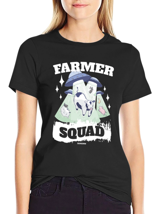 Farmer Squad Alien Abduction Graphic T-Shirt