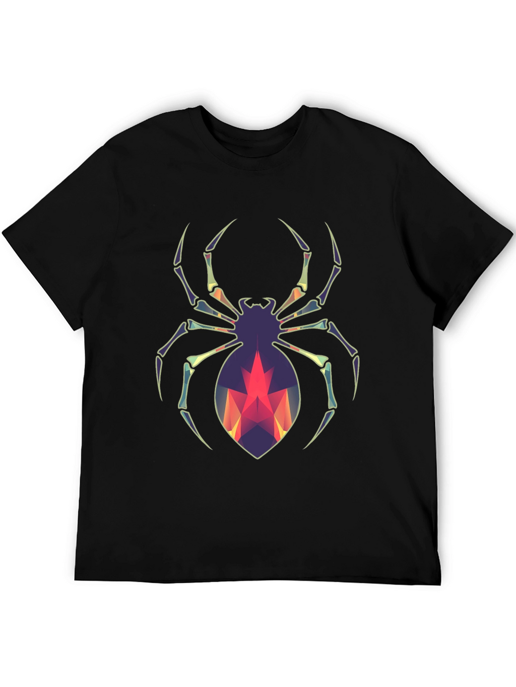 Geometric Spider Graphic Tee - Modern Halloween Style