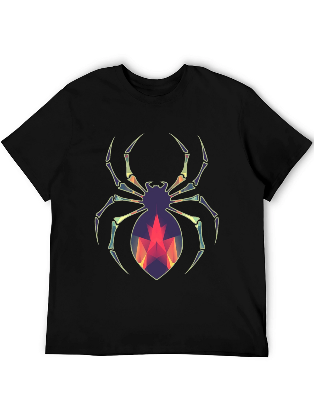 Geometric Spider Graphic Tee - Modern Halloween Style