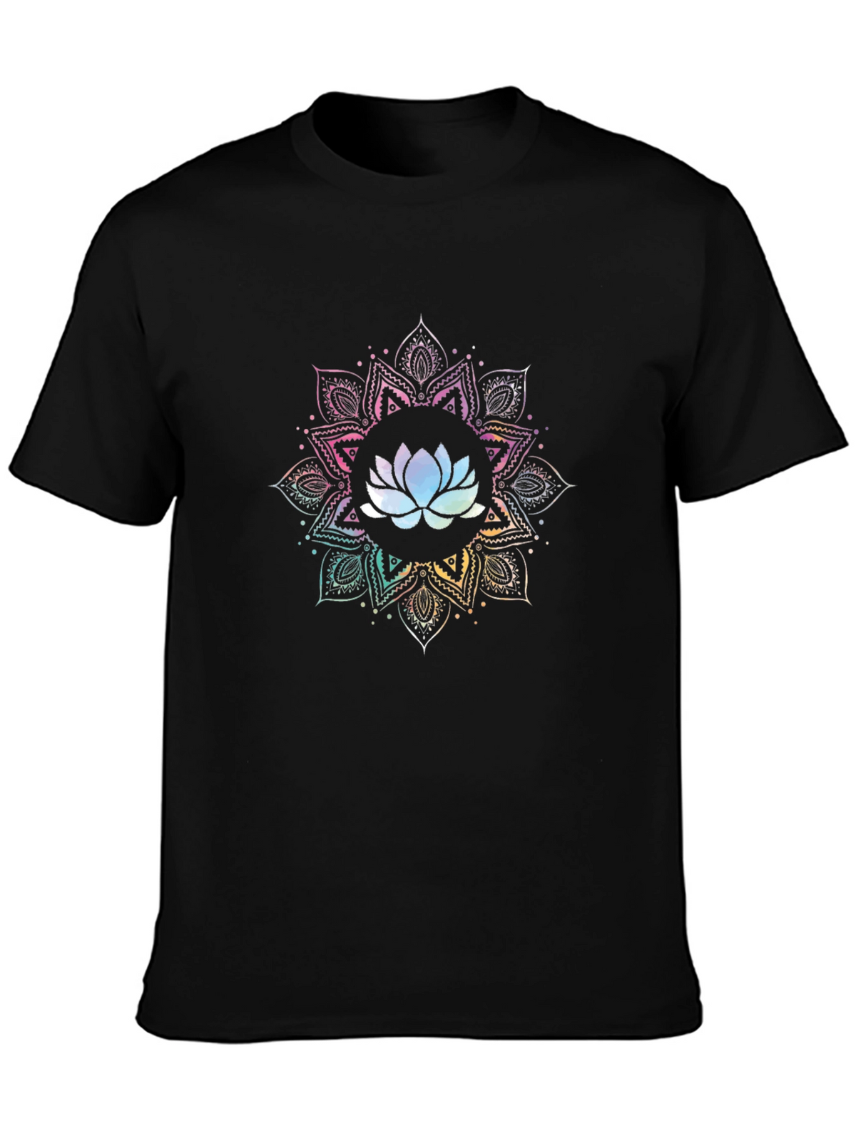 Lotus Mandala Graphic T-Shirt - Black