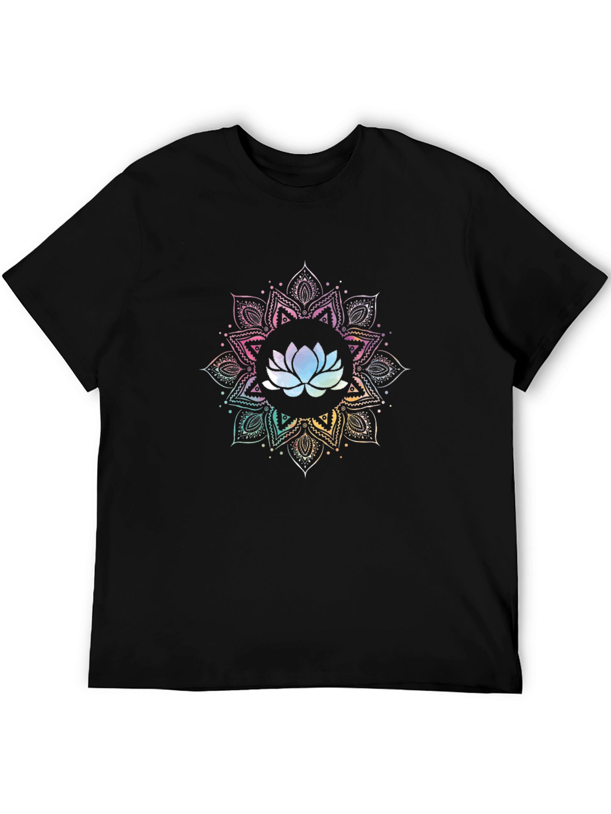 Lotus Mandala Graphic T-Shirt - Black