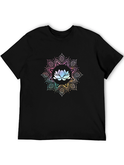Lotus Mandala Graphic T-Shirt - Black