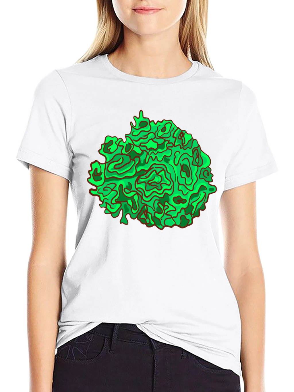 Abstract Green Graphic Black T-Shirt