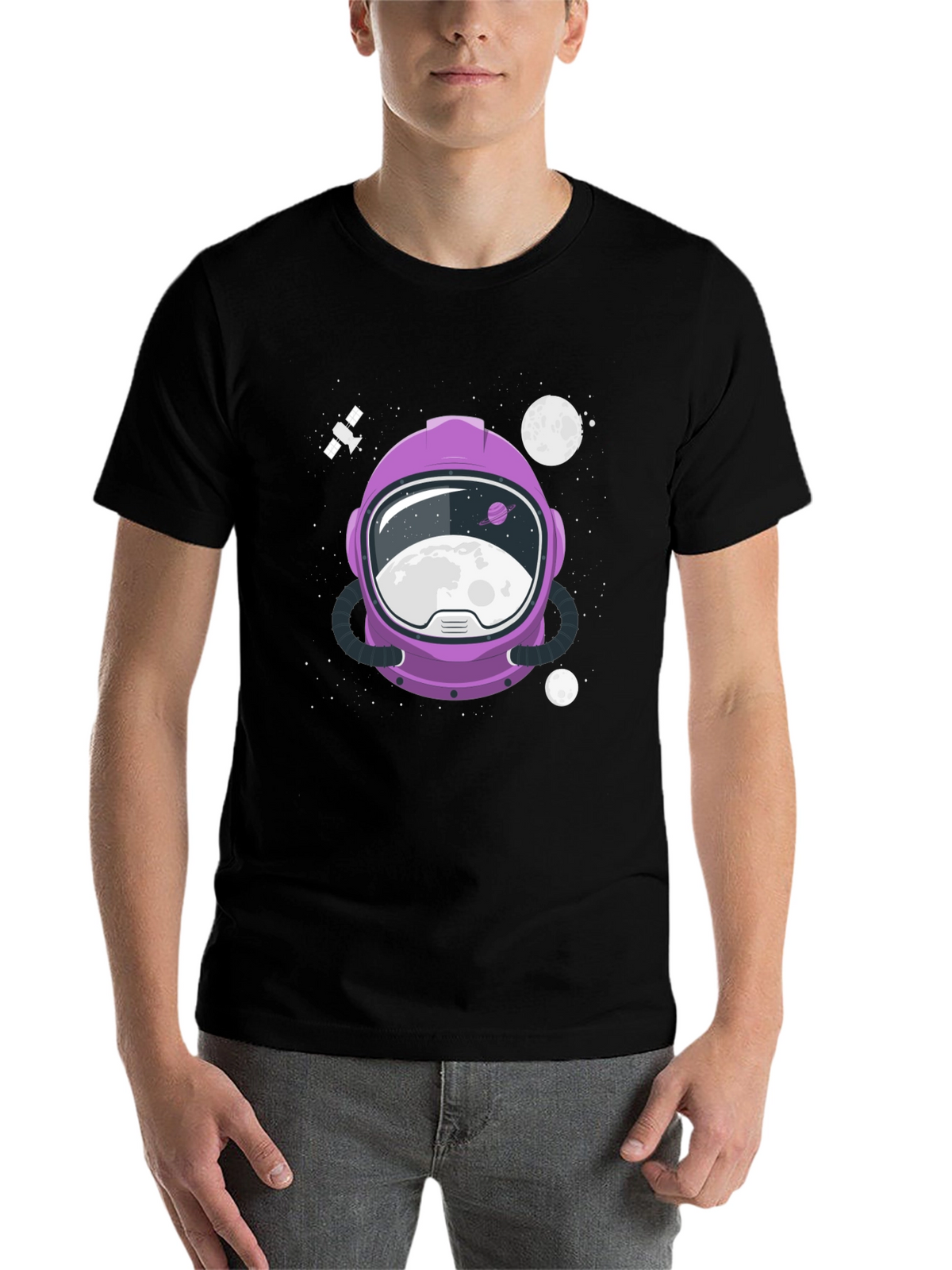 Astronaut Helmet Graphic Tee - Space Exploration Shirt