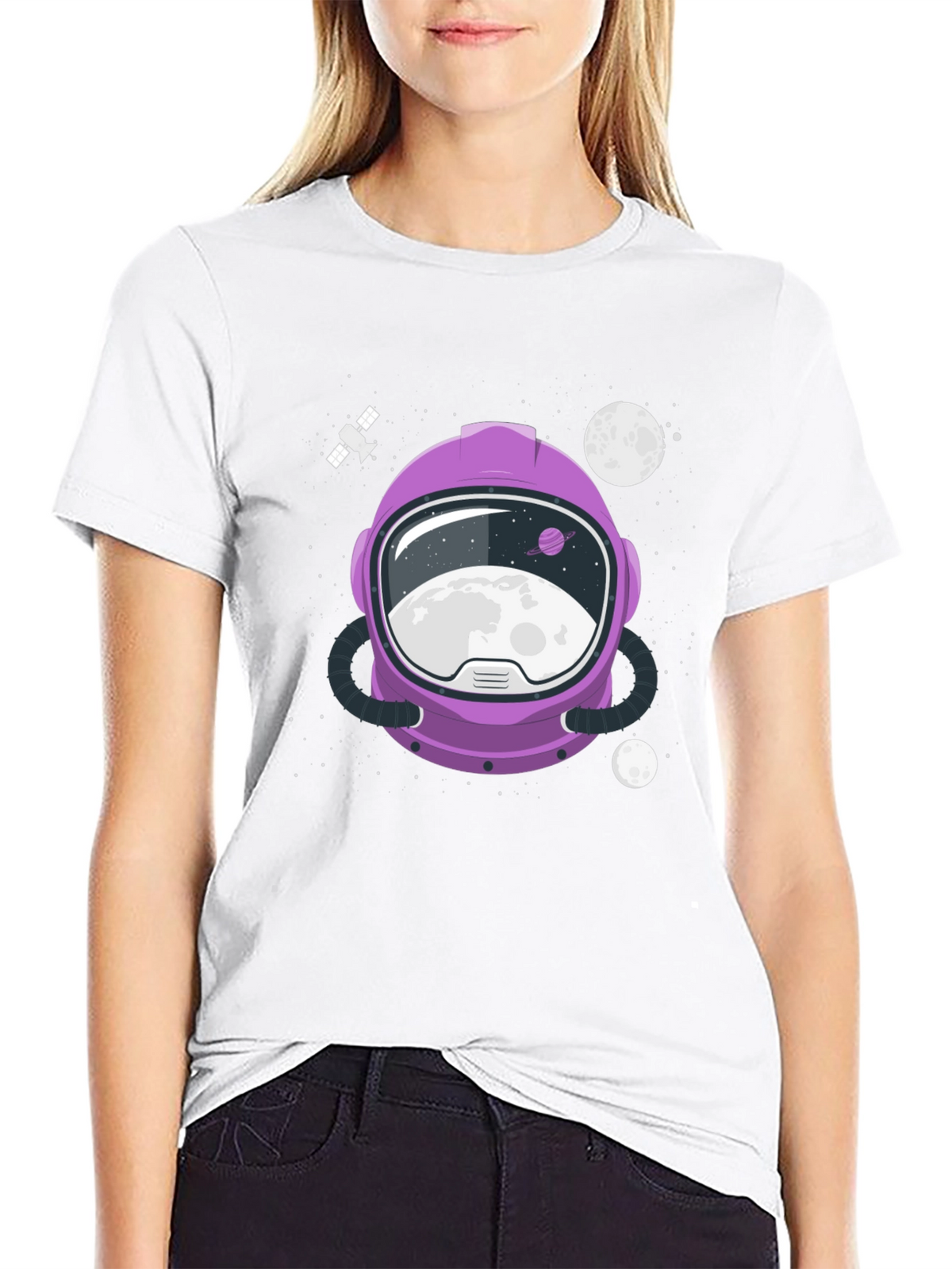 Astronaut Helmet Graphic Tee - Space Exploration Shirt