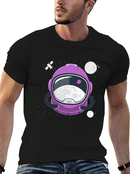 Astronaut Helmet Graphic Tee - Space Exploration Shirt