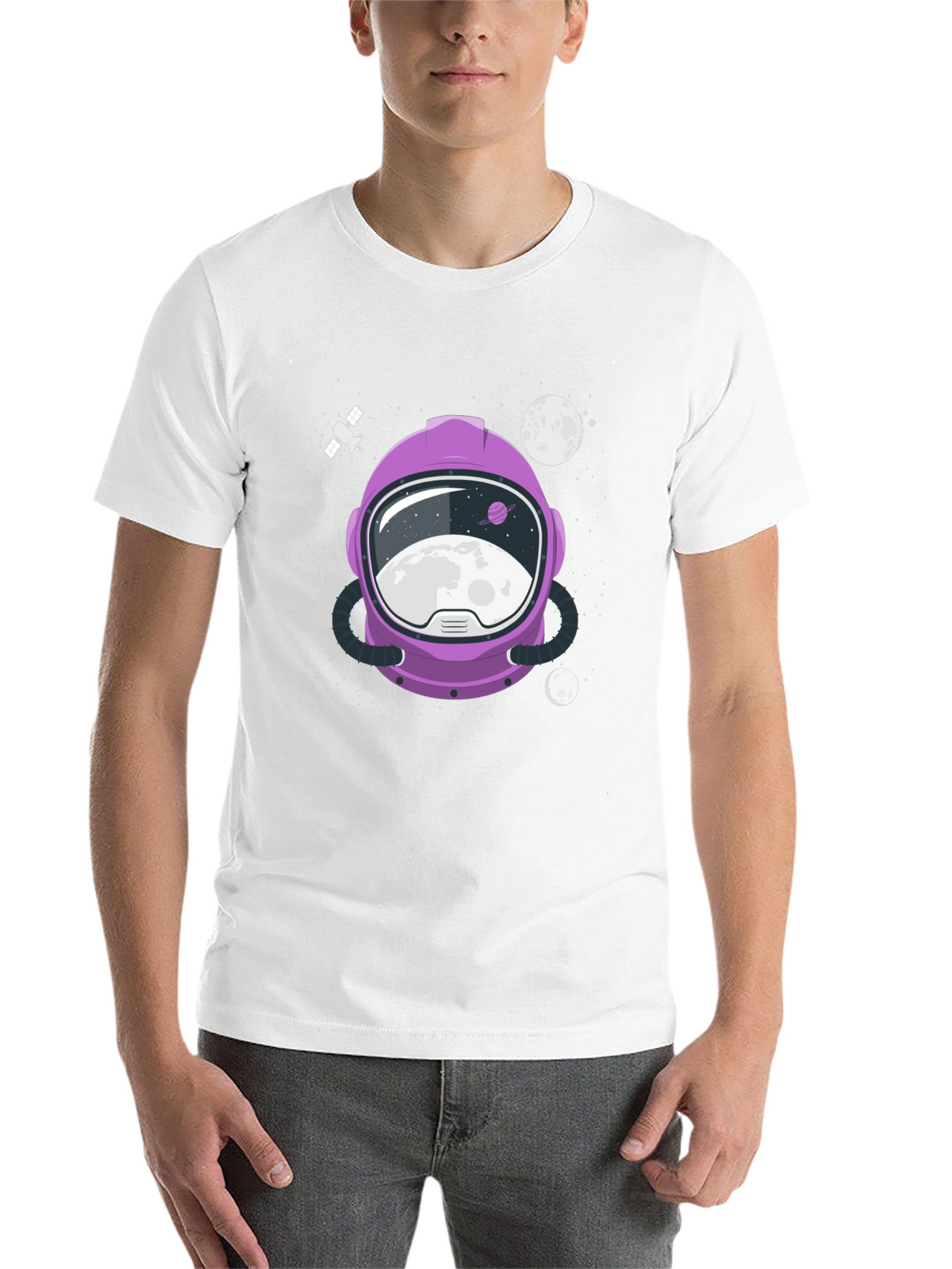 Astronaut Helmet Graphic Tee - Space Exploration Shirt