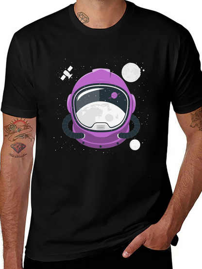 Astronaut Helmet Graphic Tee - Space Exploration Shirt
