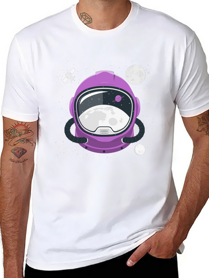 Astronaut Helmet Graphic Tee - Space Exploration Shirt
