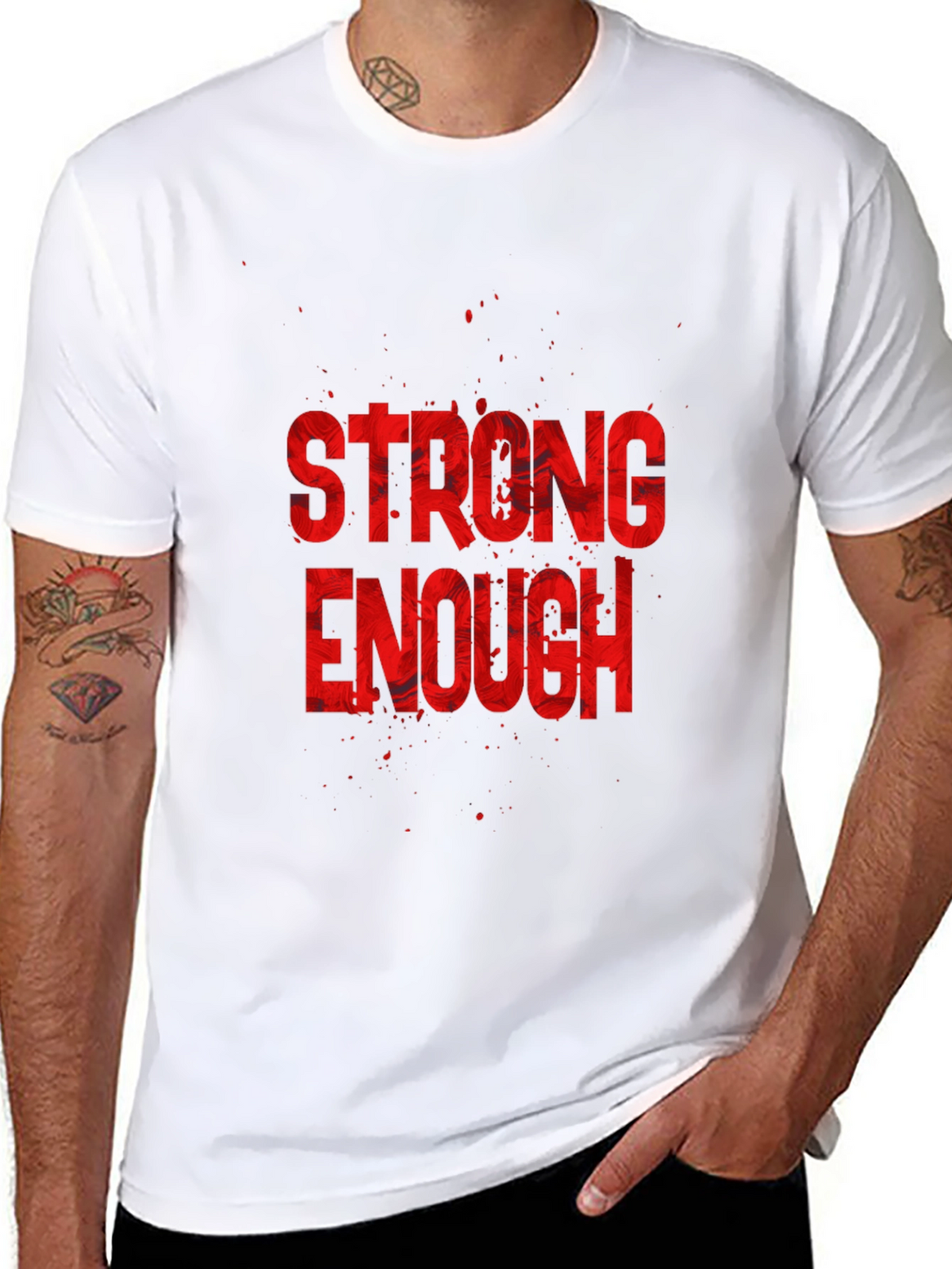 Strong Enough Graphic Tee - Black Cotton T-Shirt