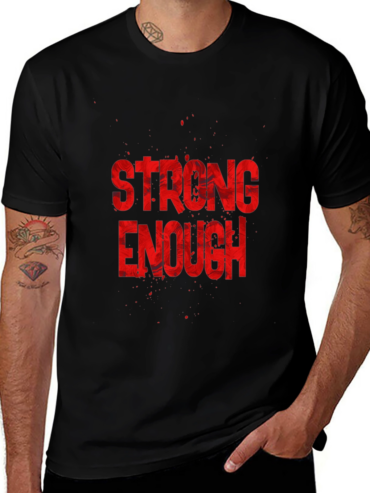 Strong Enough Graphic Tee - Black Cotton T-Shirt